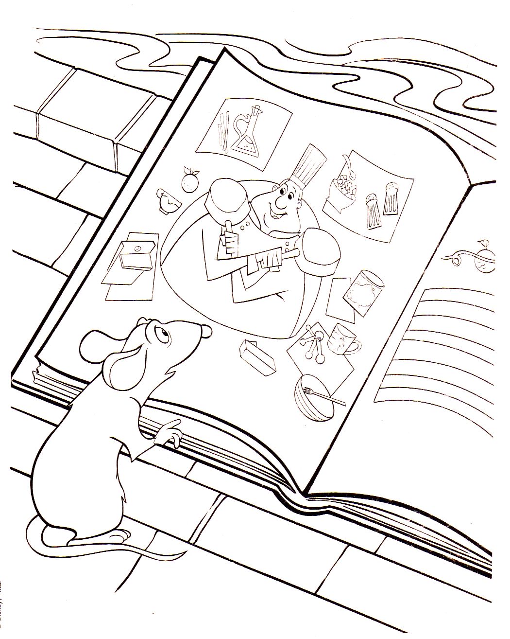 coloriage ratatouille et le livre de recette